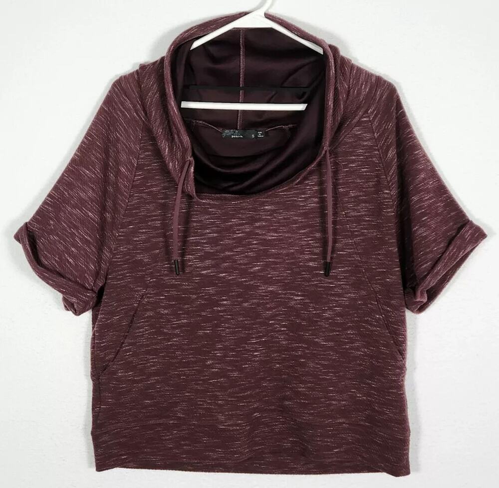 prAna Women's Cowl Neck Short Sleeve Crop Sweatshirt Size Small S